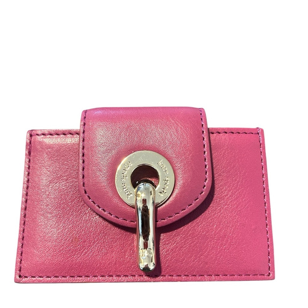 Kate Spade Violet Purple  Leather Card Holder with Silver Hook Closure